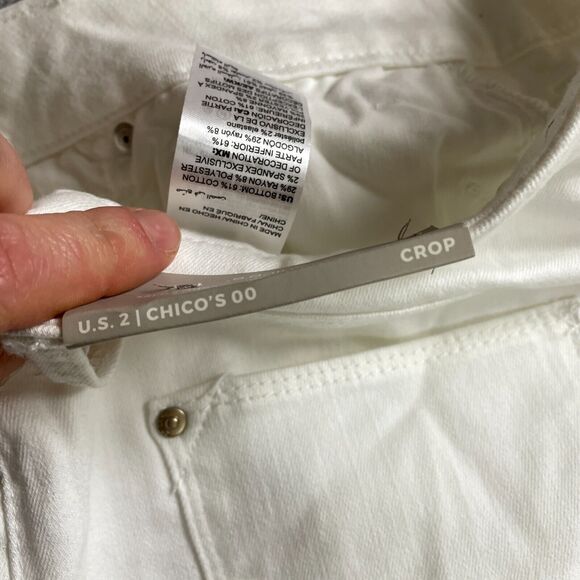 Chico's White Ankle Jeans with Fringe Hem - Picture 13 of 16